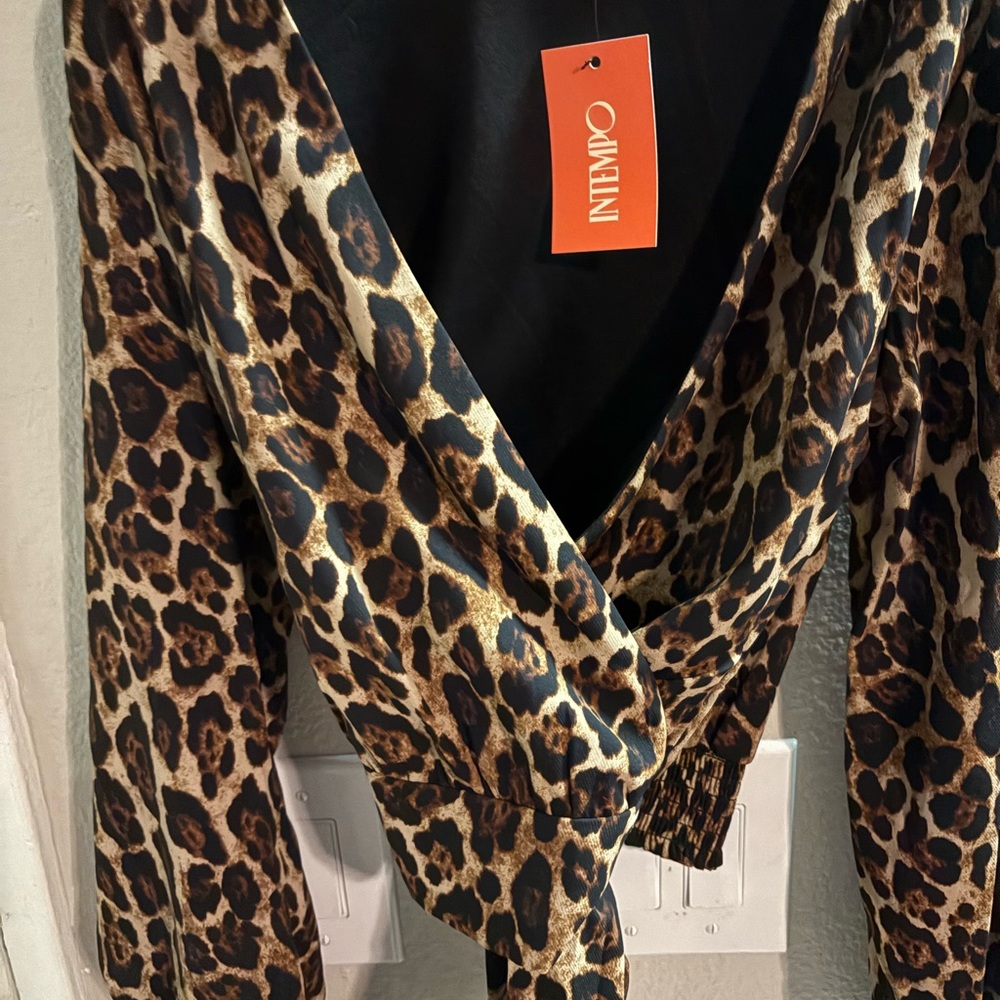 Olivaceous Leopard Print Wrap Top